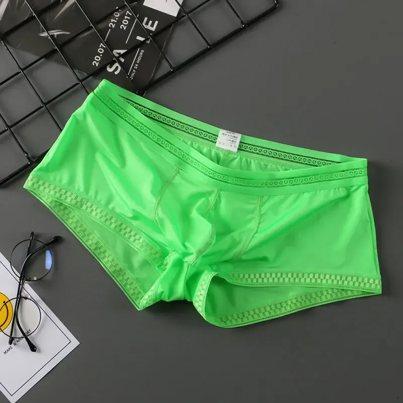 Hot Selling Ice Silk Men Underwear Seamless Transparent Boxer Shorts Ultra-thin Breathable Comfortable Panties Underpants — image 8