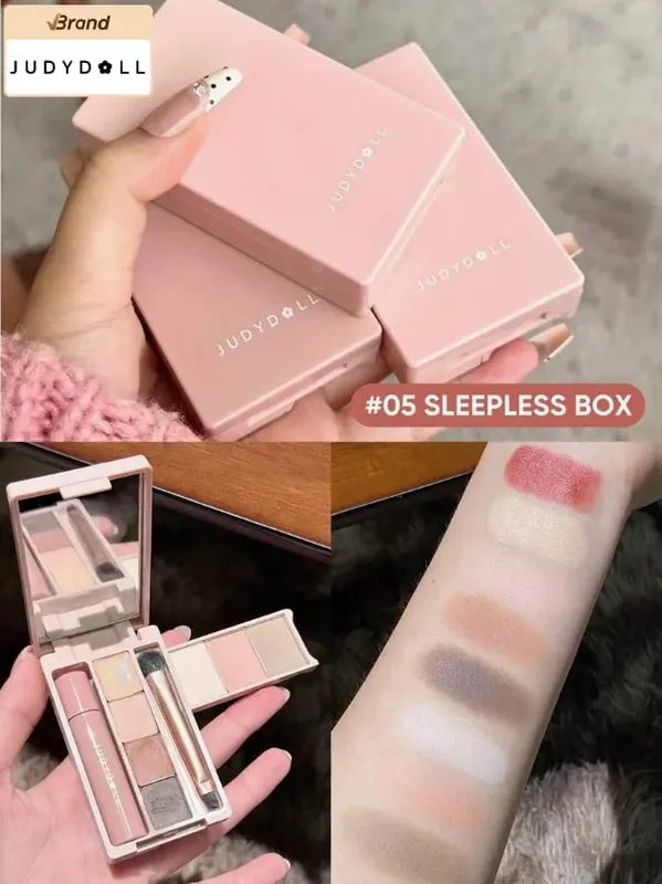 Judydoll All-in-One Eyebrow Palette PortableMultiFunction Eyeshadow Blusher Makeup Set For Travel Blush Contouring