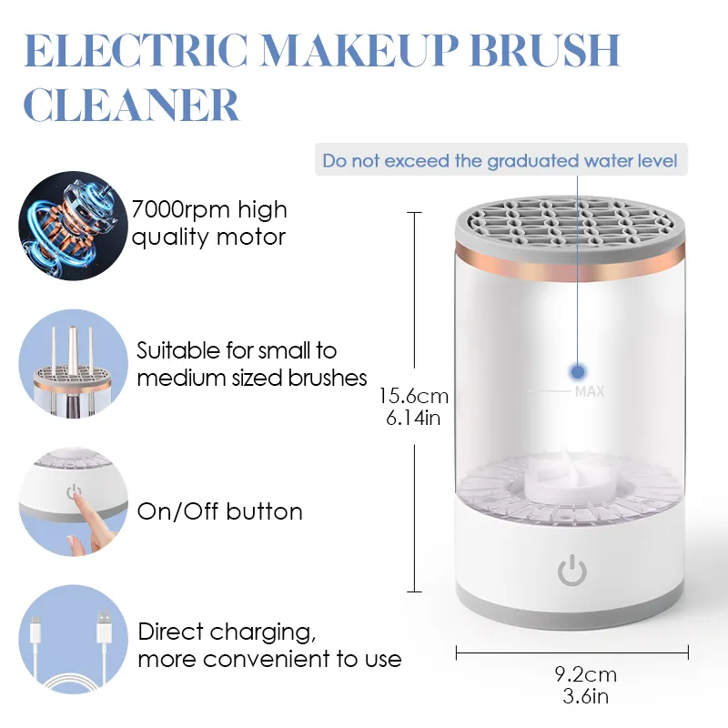 Portable USB Makeup Brush Cleaner 3 In 1 Electric Cosmetic Brushes Cleaning Dryer Tool Automatic Wash Makeup Cleaner For Women — image 2