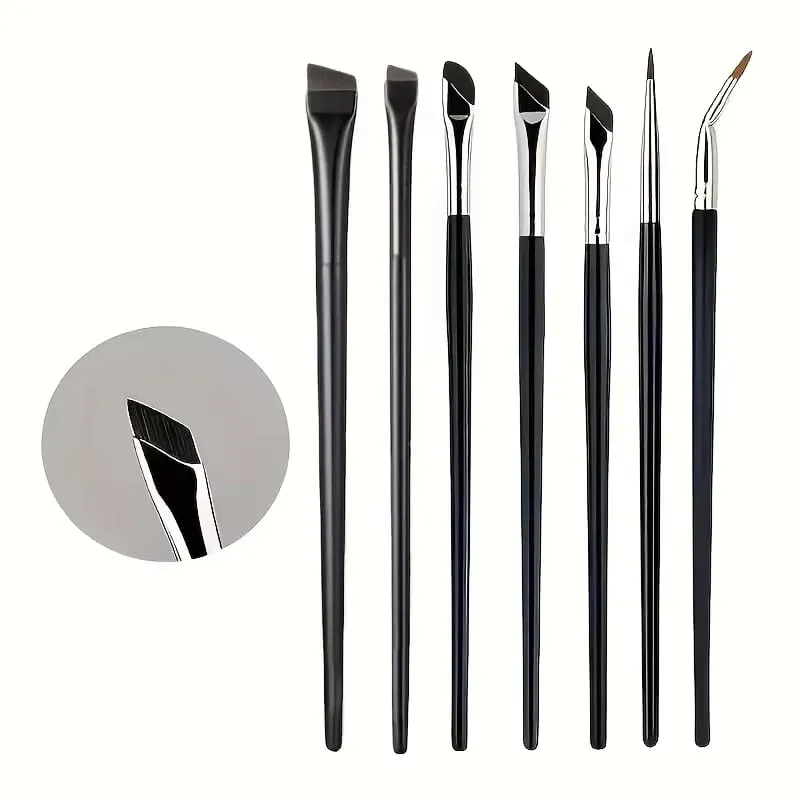7-Piece Precision Eye Makeup Brush Set Ultra-Thin Eyeliner Eyebrow and Lower Lash Detail Brushes for Flawless Daily Eye Make