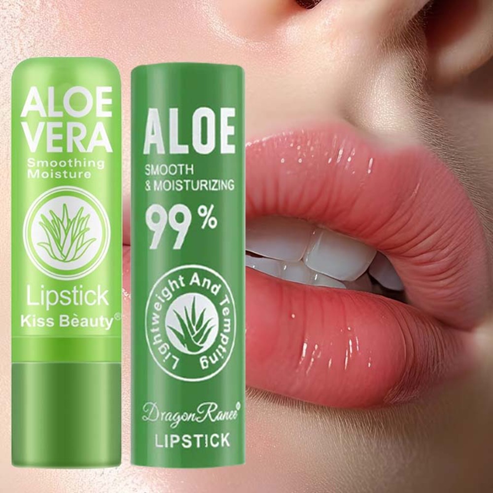 Aloe Vera Renk Değiştiren Ruj Uzun Ömürlü Nemlendirici Sıcaklıkla Etkinleşen Dudak Balsamı Solmaya Dayanıklı Besleyici Dudak Bakım Seti