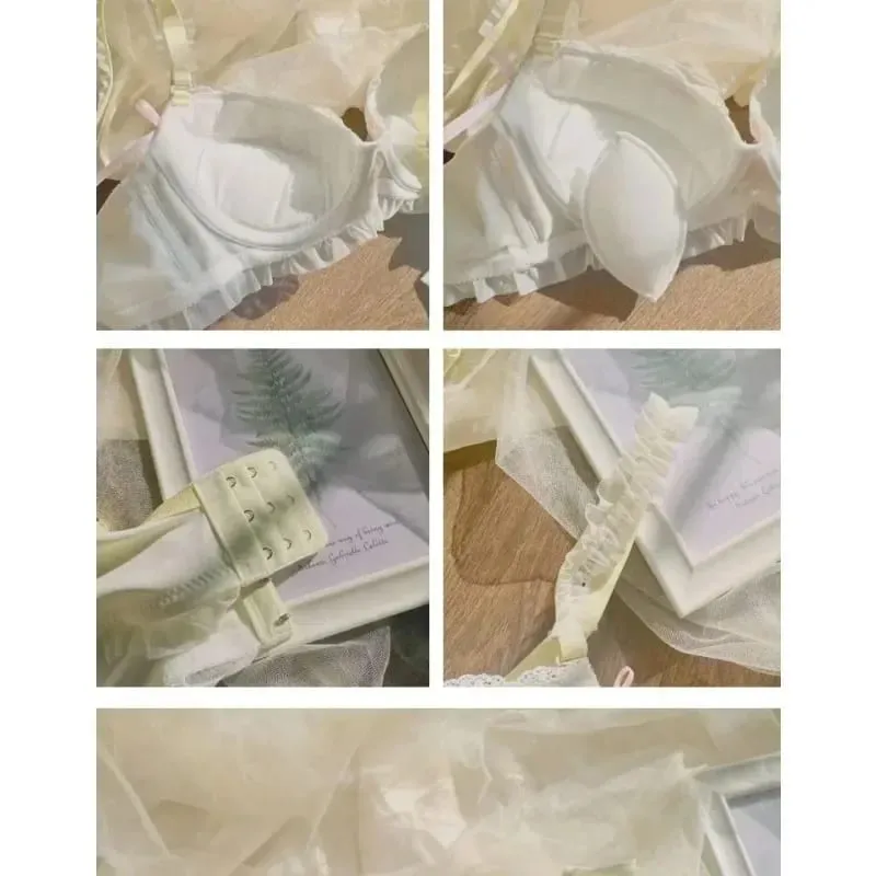 Nippon's Pure Desire Set di reggiseno a coppa sottile stile principessa carino Stampa reggiseno con fiocco carino Biancheria intima di pizzo confortevole Biancheria intima gotica — image 6