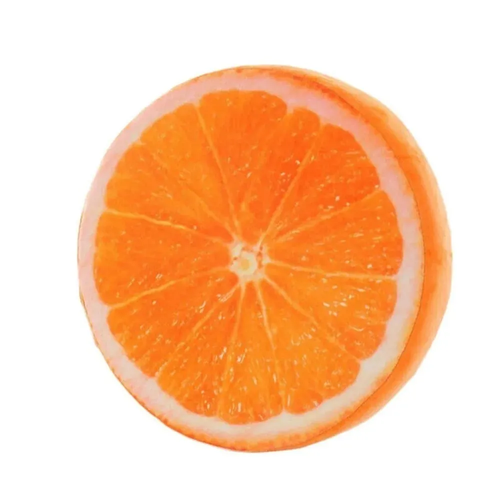 Cute Round Fruit Pillow Fruit Slice Print Plush Fabric Seat Cushion Stuffed Inner Simulation Plush Pillow Sofa Decor — image 9