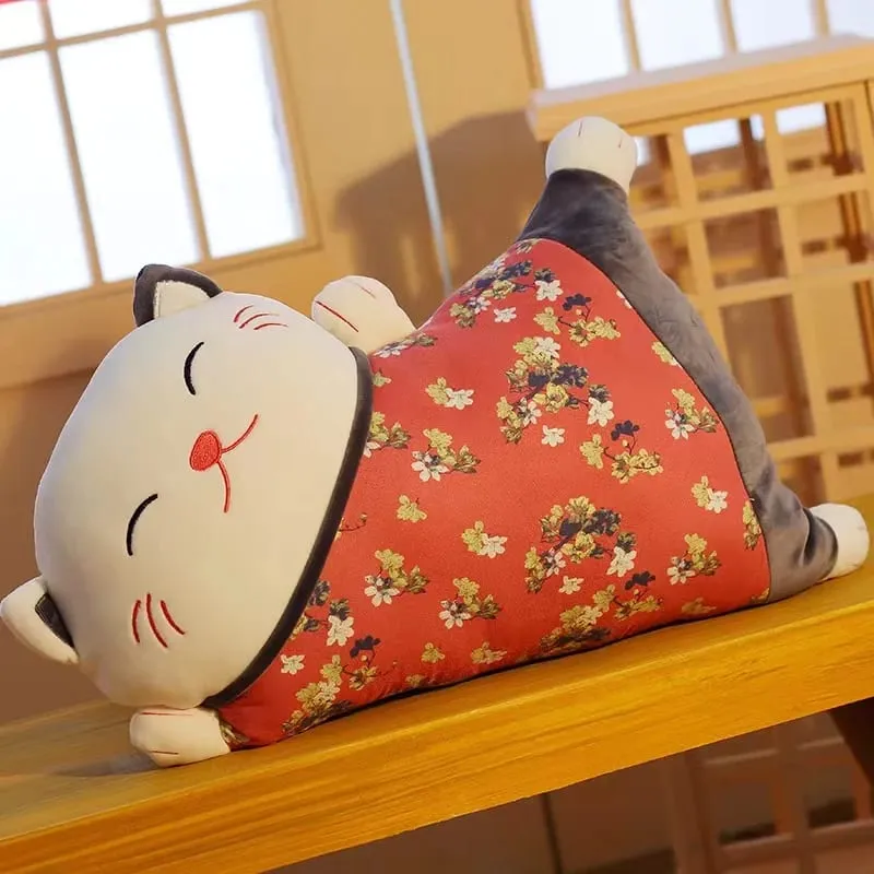 น่ารัก Kawaii Fortune Cat โยนหมอนผ้าห่ม Dual ใช้โซฟาพนักพิงโยนหมอนรถที่นั่งเอว Protector เบาะหมอน