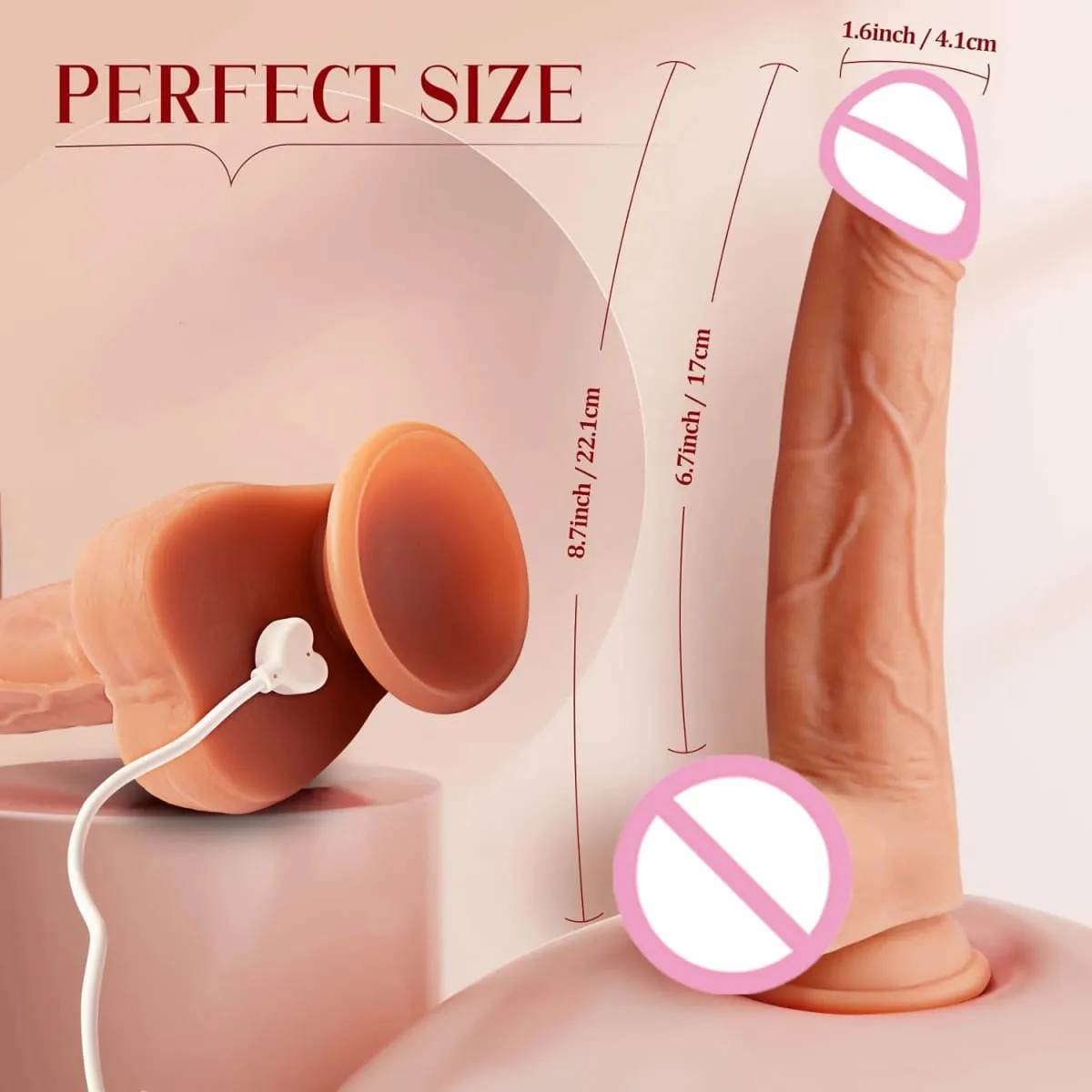 Riesiger realistischer Silikon-Fernbedienungsdildo, der vibrierende weibliche Sexspielzeuge, Penetration, G-Punkt, Klitoris, Vagina, Orgasmus-Massagegerät
