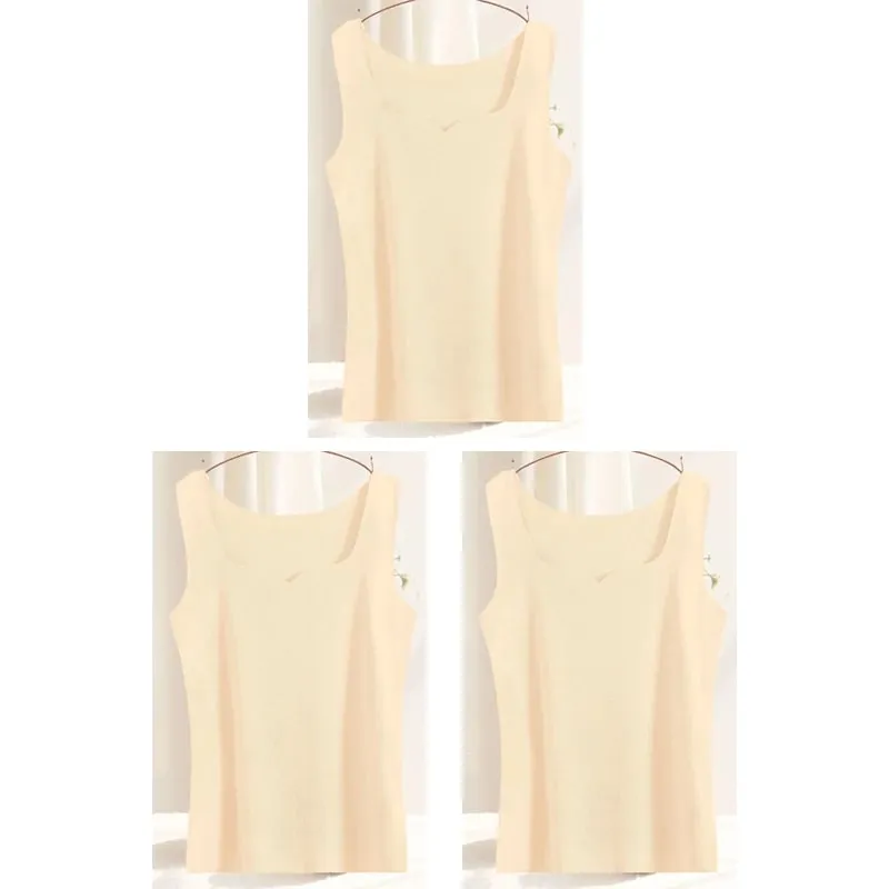 3 stücke Frauen Thermische Tops Mädchen Spurlose Einfarbig Weste Basis Schicht Warme Tank Top Herbst Winter Weibliche Sexy Dünne leibchen — image 11