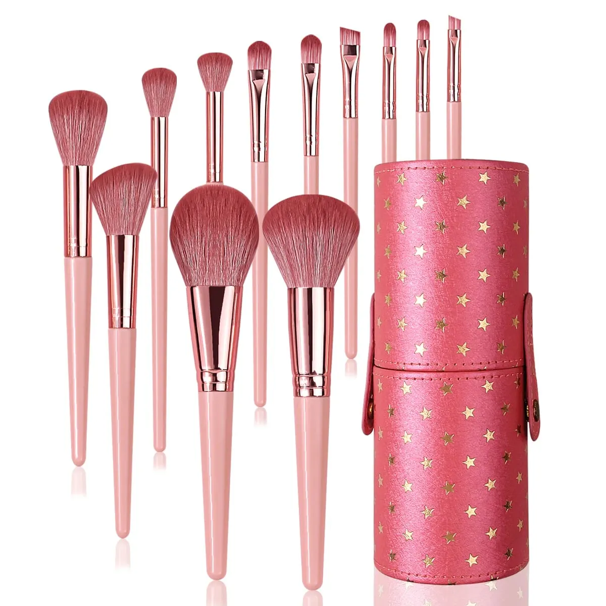 Ensemble de pinceaux de maquillage portables, 12 pièces, pinceaux synthétiques pour fond de teint, poudre, Contour, fard à paupières, Liner, mélange de reflets — image 1