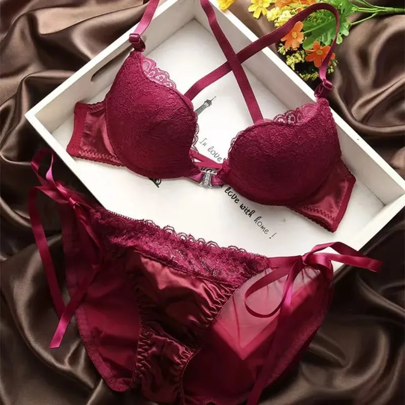 Ensemble de soutien-gorge sexy en dentelle avec boucle avant, dos nu, lingerie réglable — image 4