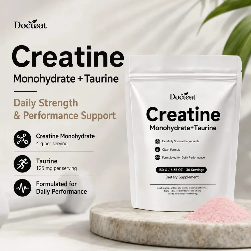 Creatine Monohydrate Taurine Powder 180g 30 Servings Muscle Strength Endurance Performance Workout Fitness Training Supplement — image 2