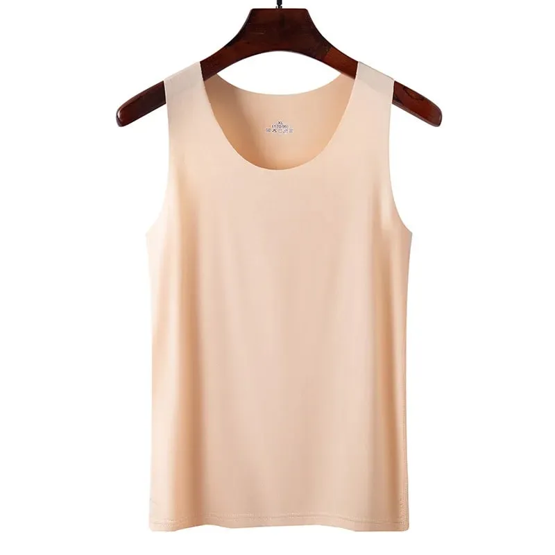 1pcs Musim Panas Wanita Lelaki Tops Tank Nipis Seamless Ice Sutera Vest Seluar Dalam Seluar Dalam Pelajar Slim Vest Gaya Korea Baju Atasan Tanpa Lengan — image 9