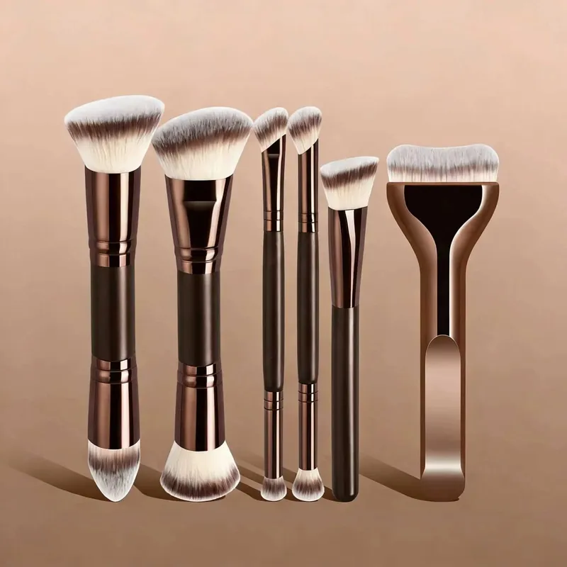 Set Berus Solek Aluminium Profesional Termasuk Berus Mekap Rambut Sintetik Berkualiti Tinggi Lembut Berus Bedak Bedak.