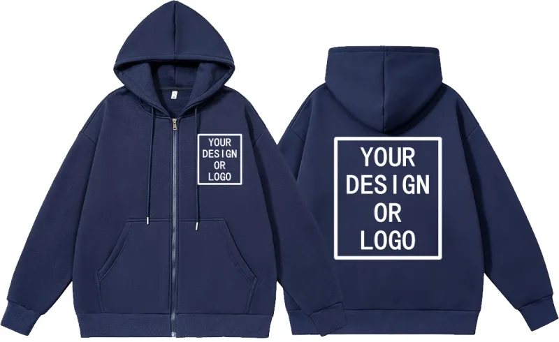 Personnalisez votre propre logo/photo Personnalisé Personnalisé Homme Femme Bricolage Fermeture Éclair Sweat à capuche Décontracté Sweat à capuche Nouveau Pull