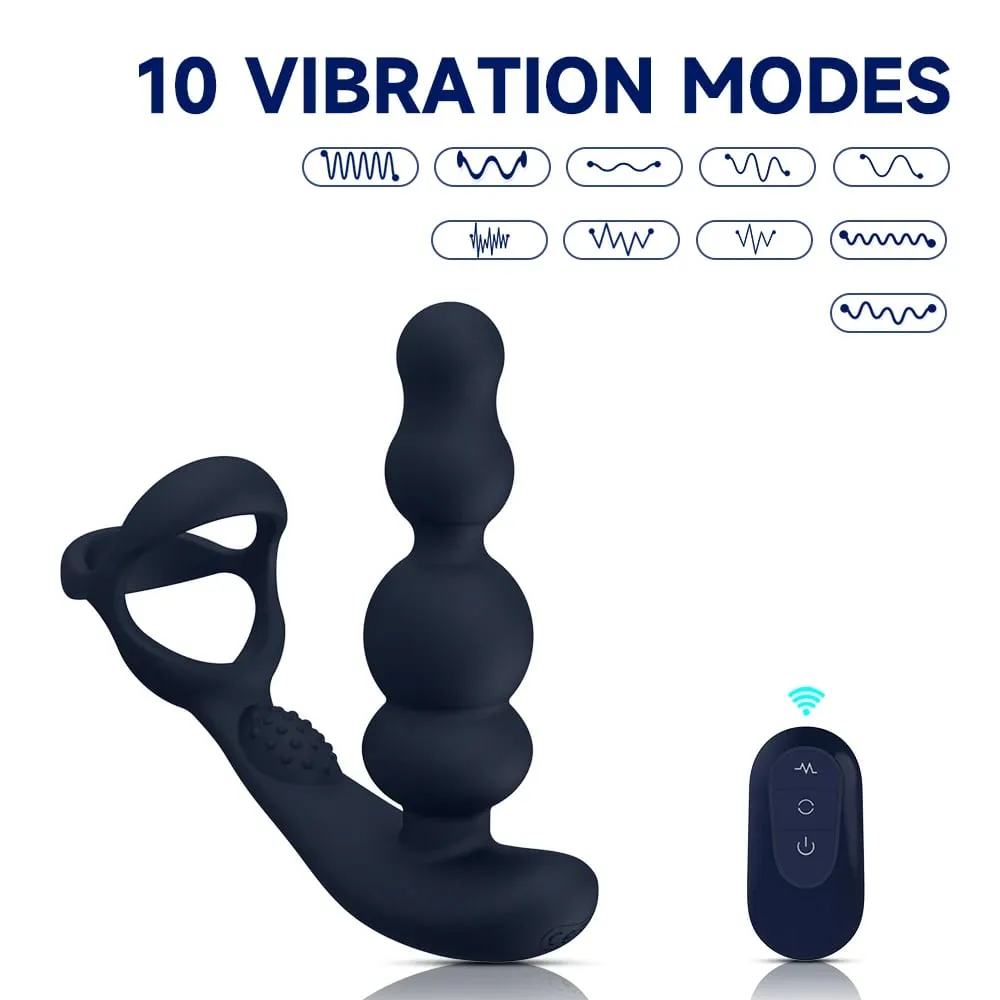 360° roterende analperler prostata massageapparat med cockring fjernbetjening Vibrerende buttplug - voksenlegetøj til mænd — image 3