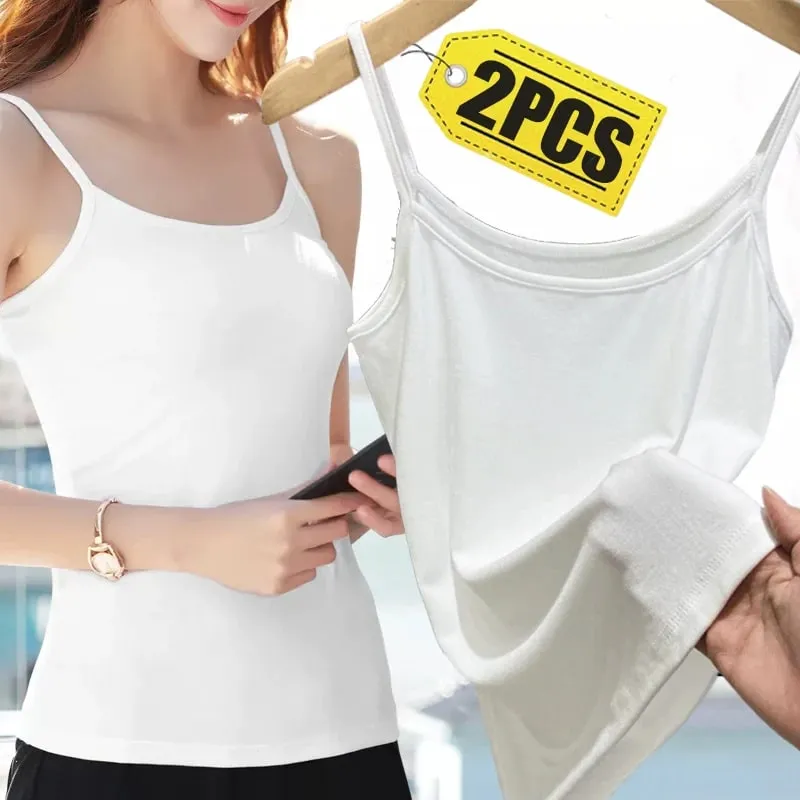 Women Sexy Milk Silk Tops Spaghetti Strap Tops Solid Color Strap Slim Vest Female Basic Tanks Bra Underwear Summer Base Shirt — image 2