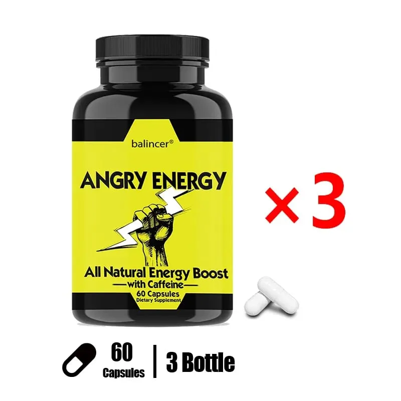 Angry Energy Caffeine Capsules Natural Non-GMO Increase Stamina and Focus Mind & Body Health — image 10