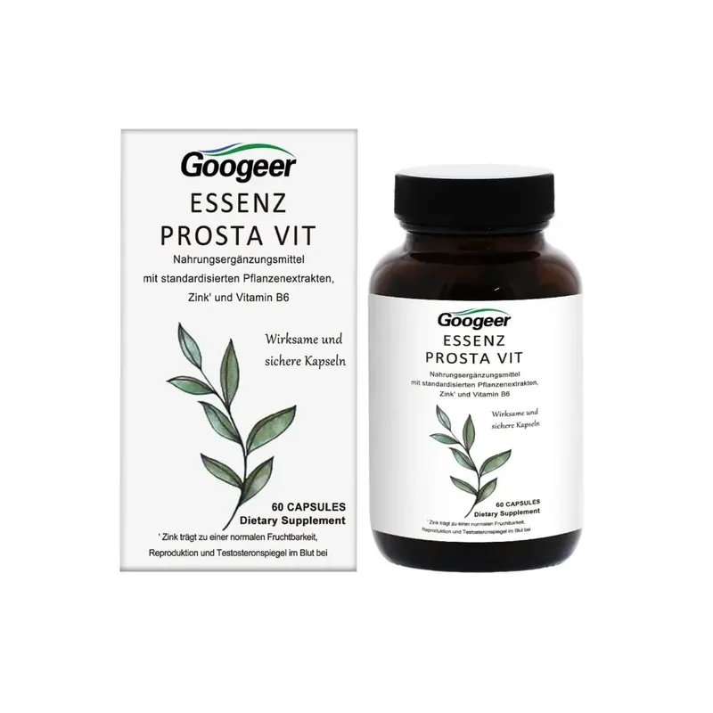 Googeer Pria Prosta Vit Essenz Kapsul Dukungan Kesehatan Kandung Kemih & Saluran Kemih dengan Seng Vitamin B6 Saw Palmetto 60 Hitungan