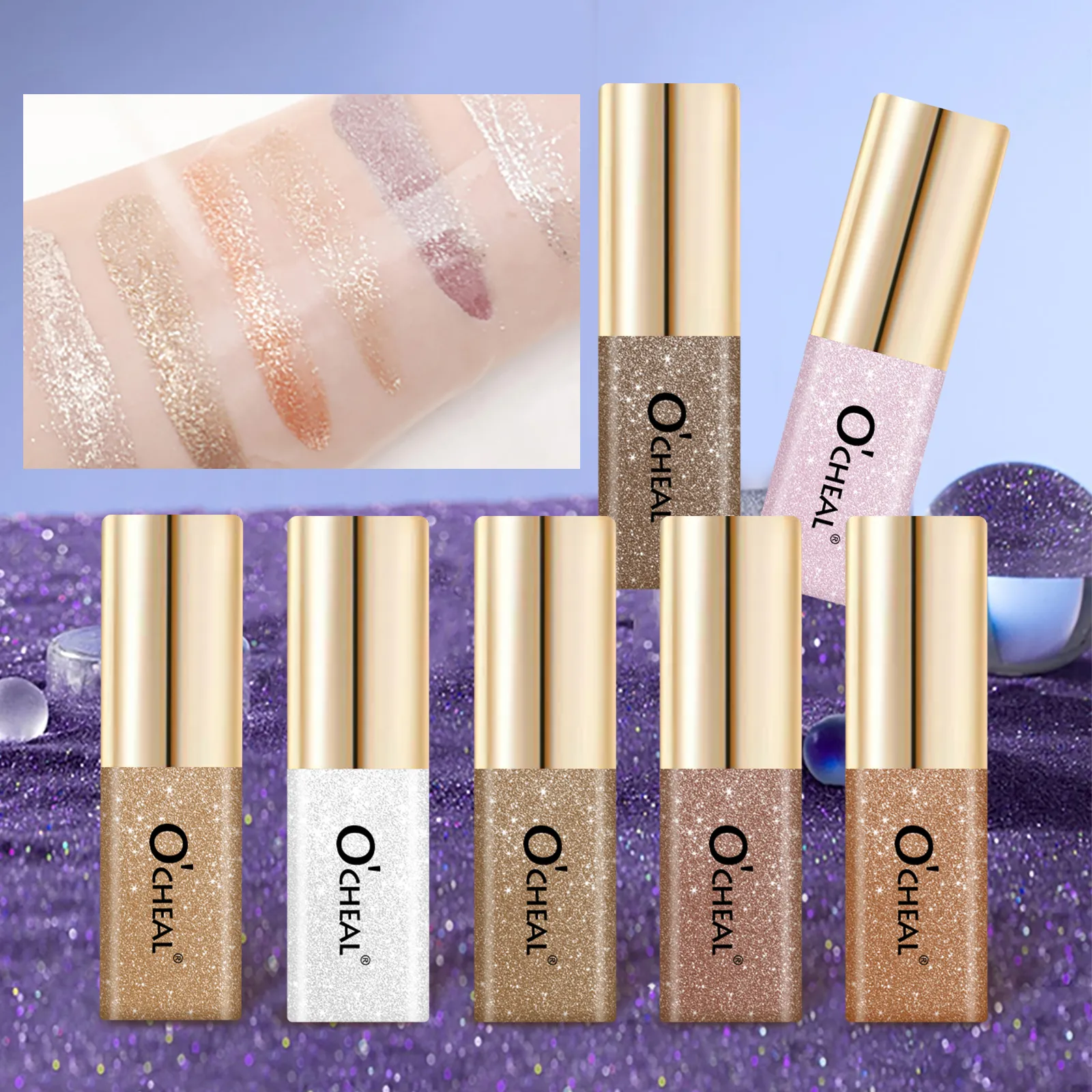 O'cheal líquido sombra de olho pescoço diamantes brilhante à prova dwaterproof água encantador bicho da seda brilho maquiagem dos olhos cosméticos glitter altamente pigmentado — image 1