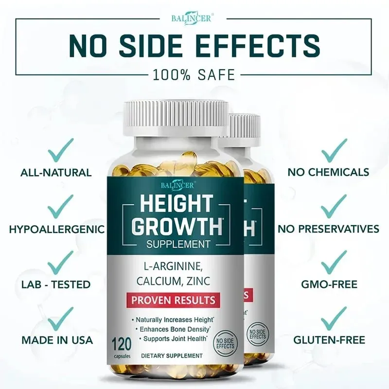 Height Gaining Supplement - Calcium L-Arginine Vitamin D3 Zinc Supplement - Promotes Bone Growth - Helps Natural Height Growth — image 5