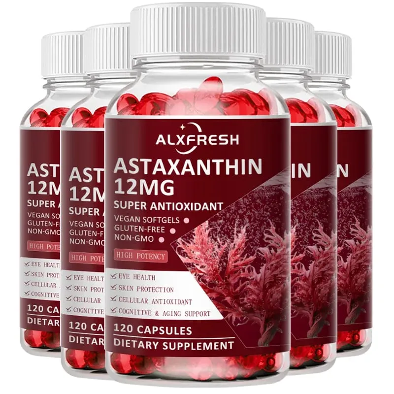 Astaxanthin Capsules For Relieve Eye Fatigue Support Skin Brain Heart Health Improve Concentration and Memory And Delay Aging