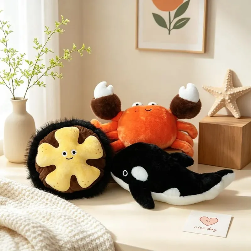Neue kreative Ozean-Plüschtiere, Seeigel, Laternenfisch, Krabbe, Orca, Plüsch-Überwurfkissen, niedliche Meerestiere, dekorative Kissen für Sofa — image 5