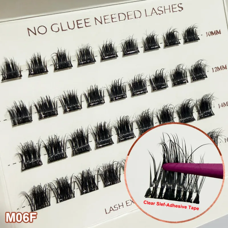 Cils auto-adhésifs en grappe, large robinet pré-collé, Extension de cils naturelle, pas besoin de colle, appuyez sur les cils Manga — image 4