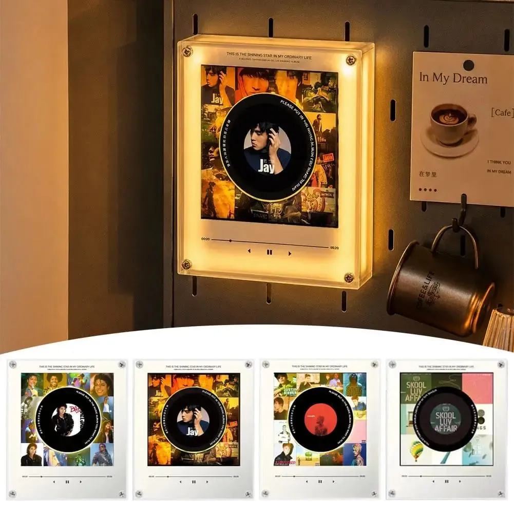 Lecteur de musique NFC, autocollant magnétique pour réfrigérateur, Machine à disque rotatif en acrylique, lecteurs de chansons automatiques pour réfrigérateur, veilleuse — image 3