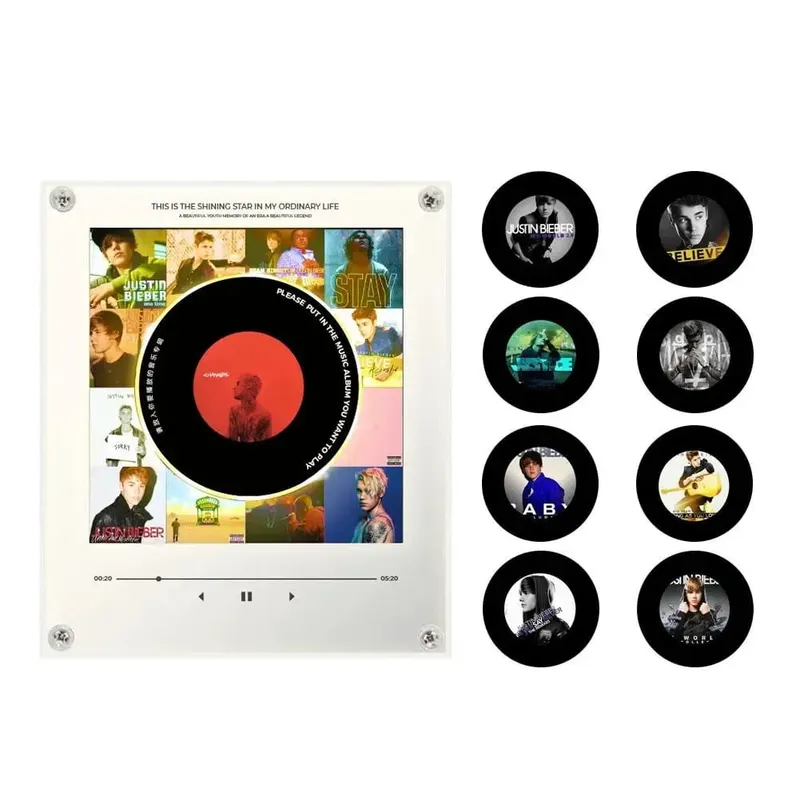 Lecteur de musique NFC, autocollant magnétique pour réfrigérateur, Machine à disque rotatif en acrylique, lecteurs de chansons automatiques pour réfrigérateur, veilleuse