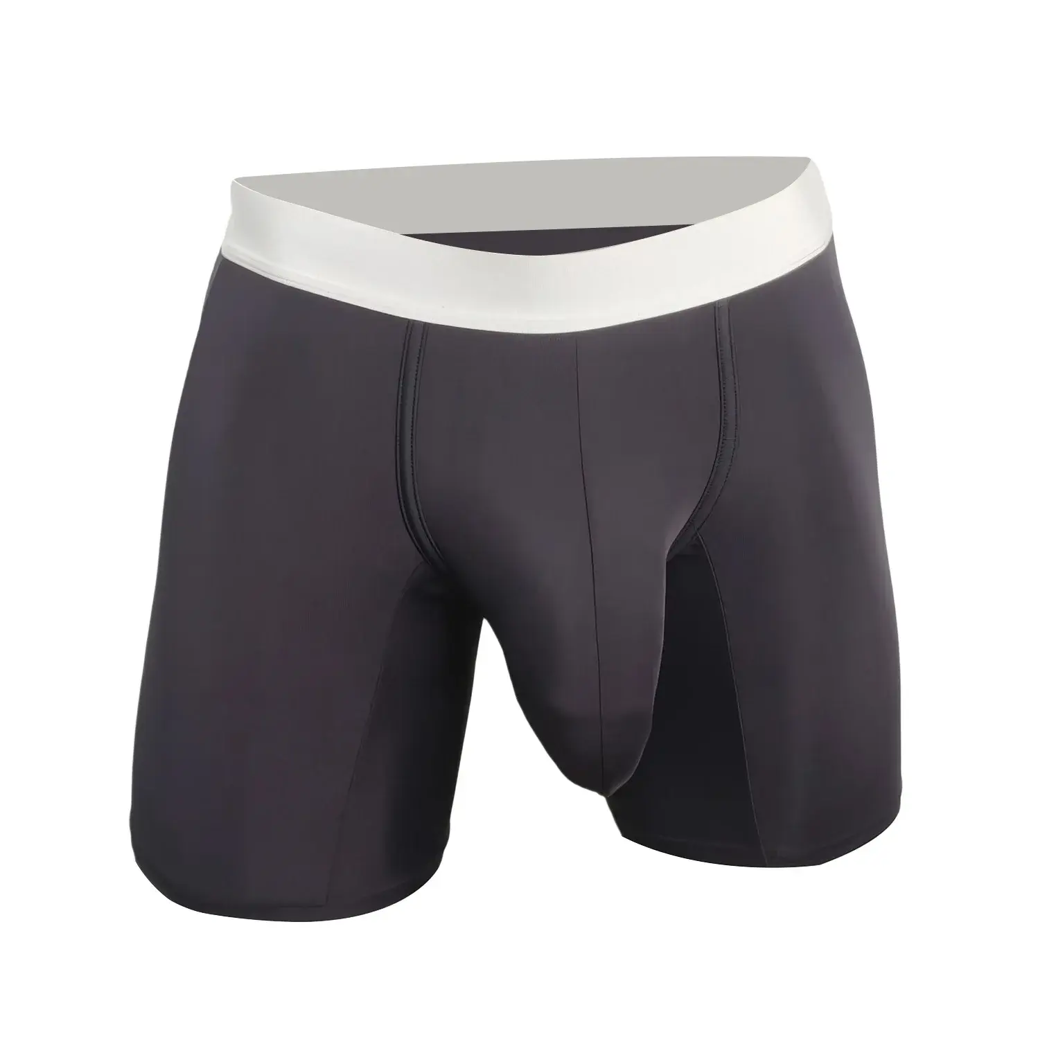 Mens Cool Ice Silk Boxer Briefs ลึกพิเศษกระเป๋า Breathable Long Running Sport Gym ชุดชั้นใน Anti Chafe ฟรีกางเกงว่ายน้ำนุ่ม — image 6