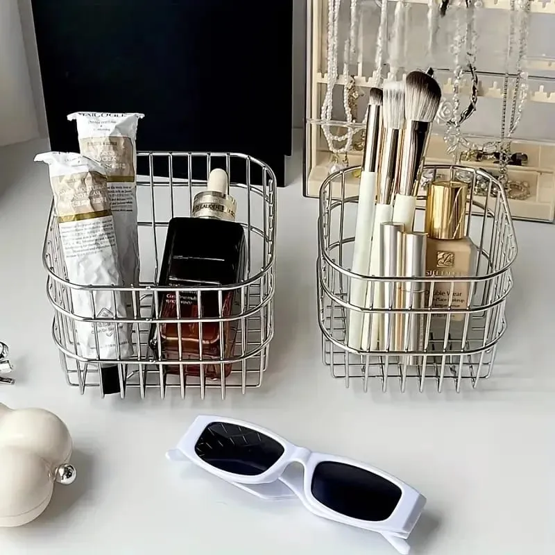 Rustfrit stål Comestic Tools Opbevaringskurv Multi-Purpose Makeup Børster Hudplejeværktøj Parfume Organizer Kosmetisk Sorteringsboks — image 3