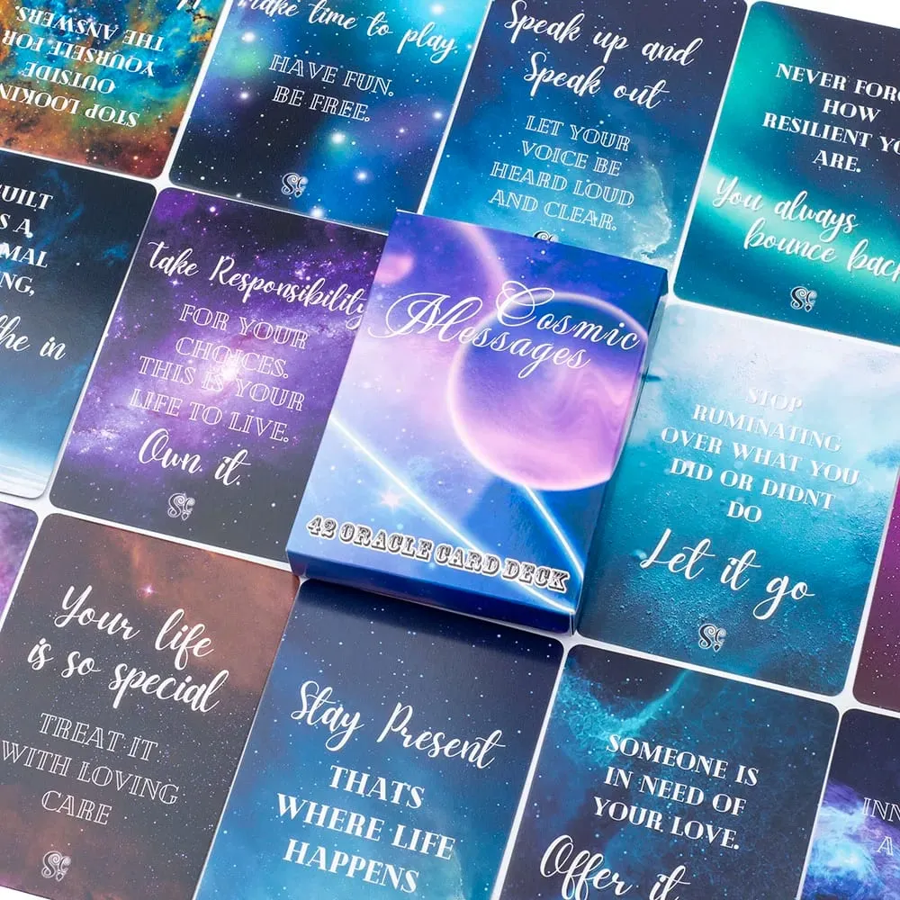 42 Oracle Card Deck Cosmic Messages Divination Inspirerande brädspel engelsk version 10,3x7,3cm — image 6
