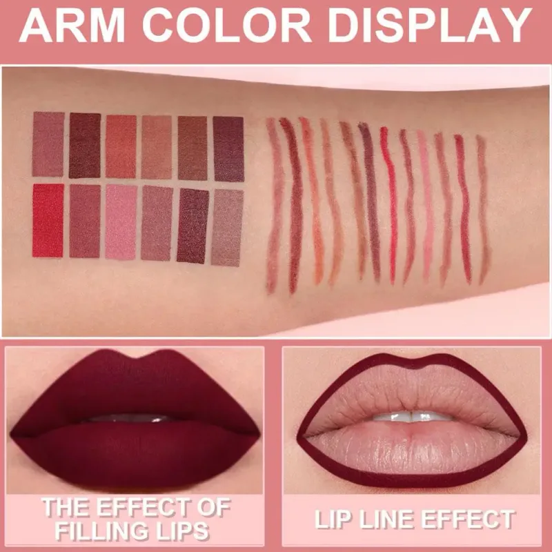 6 สี Lip Liner ปากกาชุดกันน้ำกันน้ำง่ายสียาวนานไม่ซีดจางสี Rendering Lip GLOSS ชุดแต่งหน้าความงาม — image 7