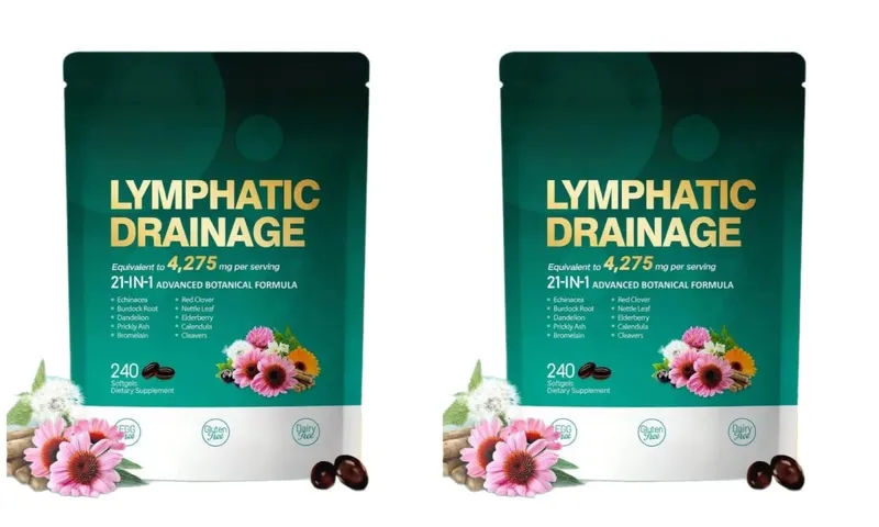 Softgel Pendukung Limfatik dengan Suplemen Herbal Echinacea Dandelion Formula Botani 21-in-1 untuk Sistem Aliran Getah Bening 240 Hitung — image 9