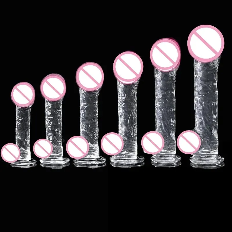 Trasparente morbido gelatina dildo realistico falso pene ventosa butt plug giocattoli del sesso per donna uomo giocattoli del sesso anale della vagina — image 1