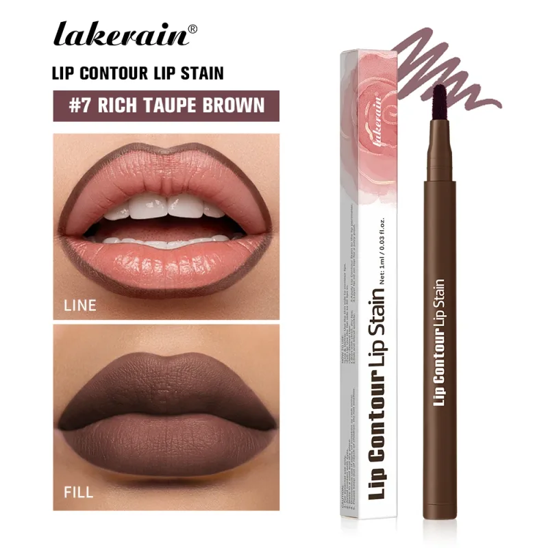 2-in-1 Lip Contour Lip Stain Pen Smudge-proof Non-stick Cup Moisturizing Lip Makeup Cosmetic Dual-Sided Tip Lip Stain & Liner — image 11