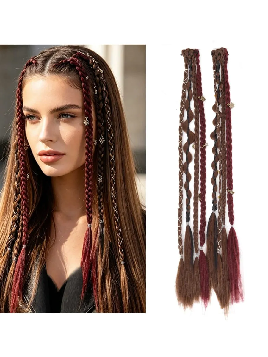 Ombre synthetische Boho-Stil kleine gedrehte geflochtene Haarverlängerungen für Frauen Perücke Zöpfe BB Clip-on Spicy Girl Brown Boxing Braids — image 8