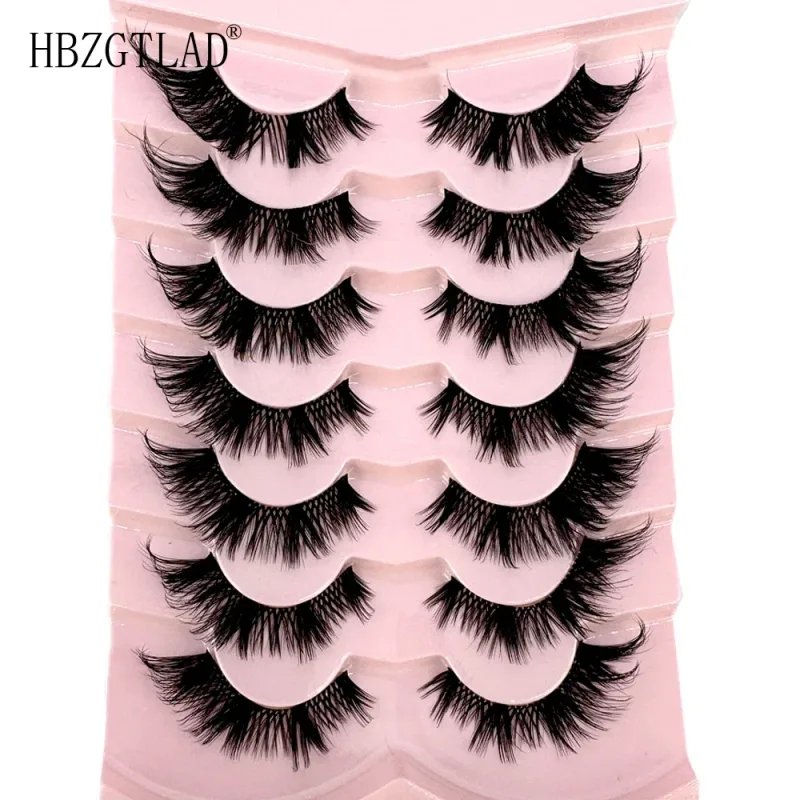 7/8 Paar Katzenaugen-Wimpern, Manga-Wimpern, 3D-Wimpern mit klarem Band, natürlich, halbe Wimpern, verlängerte Nerz-Wimpern, flauschige Wimpern — image 8