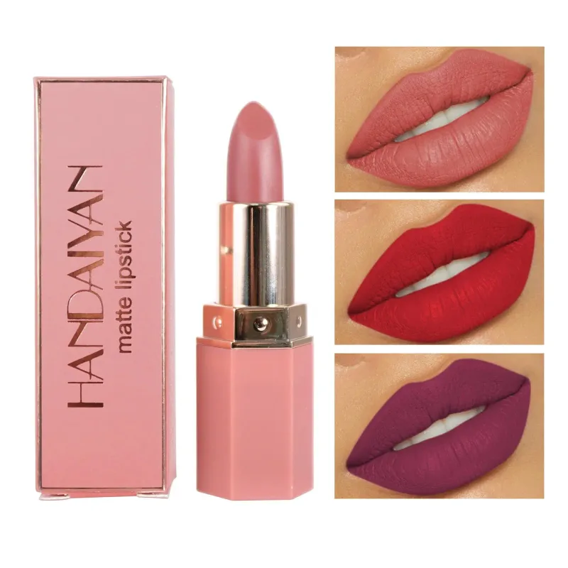 Moisturizing Matte Lipstick 6 Shades Long Lasting Non Transfer Nude Lip Gloss HANDAIYAN Cosmetics For Ladies — image 4