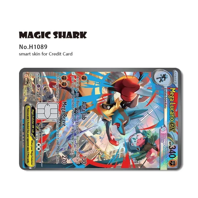 ماجيك القرش ميو تشاريزارد EX Eevee Gengar بيكاتشو TCG بطاقة ثلاثية الأبعاد ليزر الجلد لاصق غشائي لبطاقة الائتمان البنك — image 27