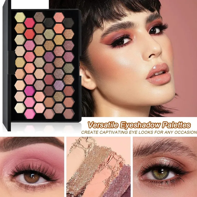 Kits de maquillage 6 pièces, Palette de fard à paupières 54 couleurs, Palette de correcteur de 15 couleurs, brillant à lèvres 12 couleurs avec 9 pinceaux, ensemble complet de pinceaux à lèvres — image 3