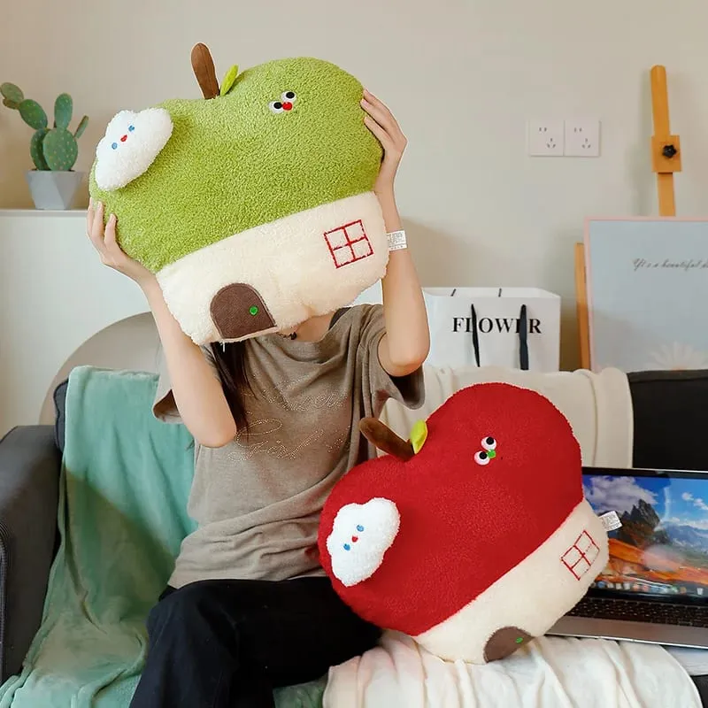 Simpatico cuscino in peluche della casa di mele opzionale con coperta 2 in 1 cuscino da tiro cuscino imbottito con frutta kawaii regalo per la decorazione della camera da letto del divano — image 6