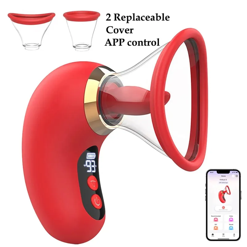 Controllo app Ventosa Leccata di lingua Vibratore Capezzoli Stimolatore del clitoride Masturbatore Orgasmo femminile Vagina Giocattolo del sesso per le donne