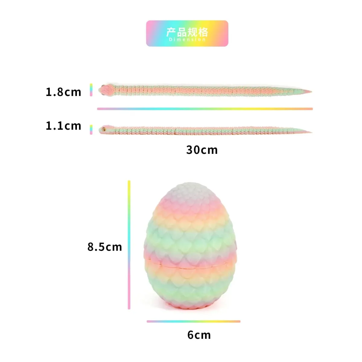3D 인쇄 액션 피규어 뱀 계란 장난감 크리 에이 티브 스트레스 릴리프 애니메이션 피규어 이동식 회전 데스크탑 장식품 선물 — image 3