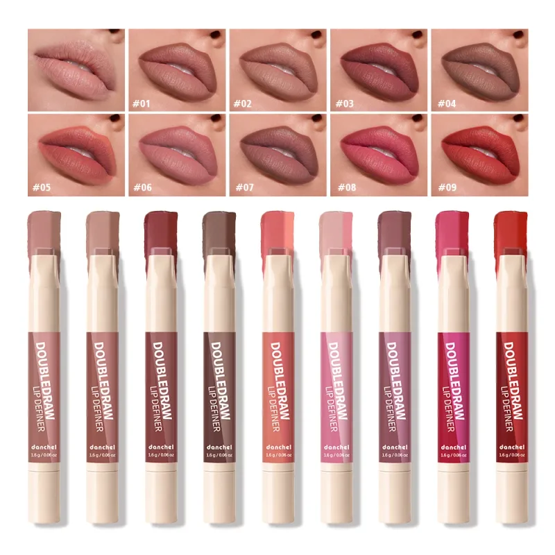 Double Draw Lip Definer 2 In 1 Lip Liner And Lip Gloss Silky Cream Texture Long Lasting Hydrating High Pigment Waterproof Makeup — image 4