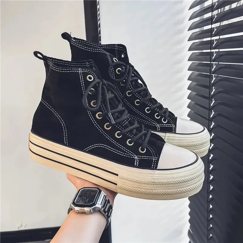 2025 High Top Men's Vulcanized Shoes Platform Casual Outdoor Leather Board Shoes Male Walking Shoes Zapatillas Hombre 36 44 — image 5
