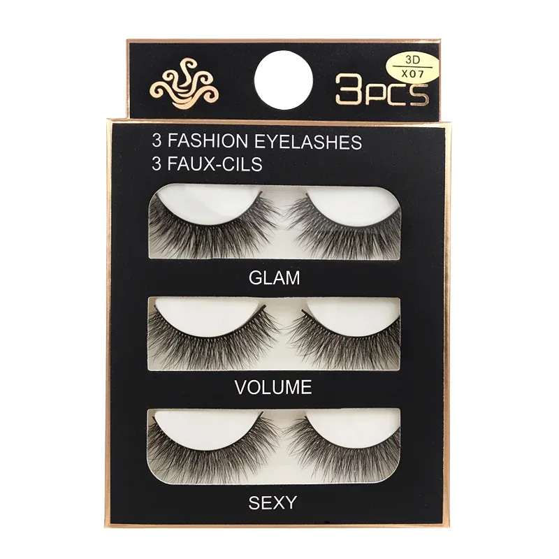 Faux Cils 3 paires de Faux Cils naturels longs en vison 3D, doux, moelleux, vaporeux, faits à la main, outils de maquillage pour les yeux, Maquiagem — image 10