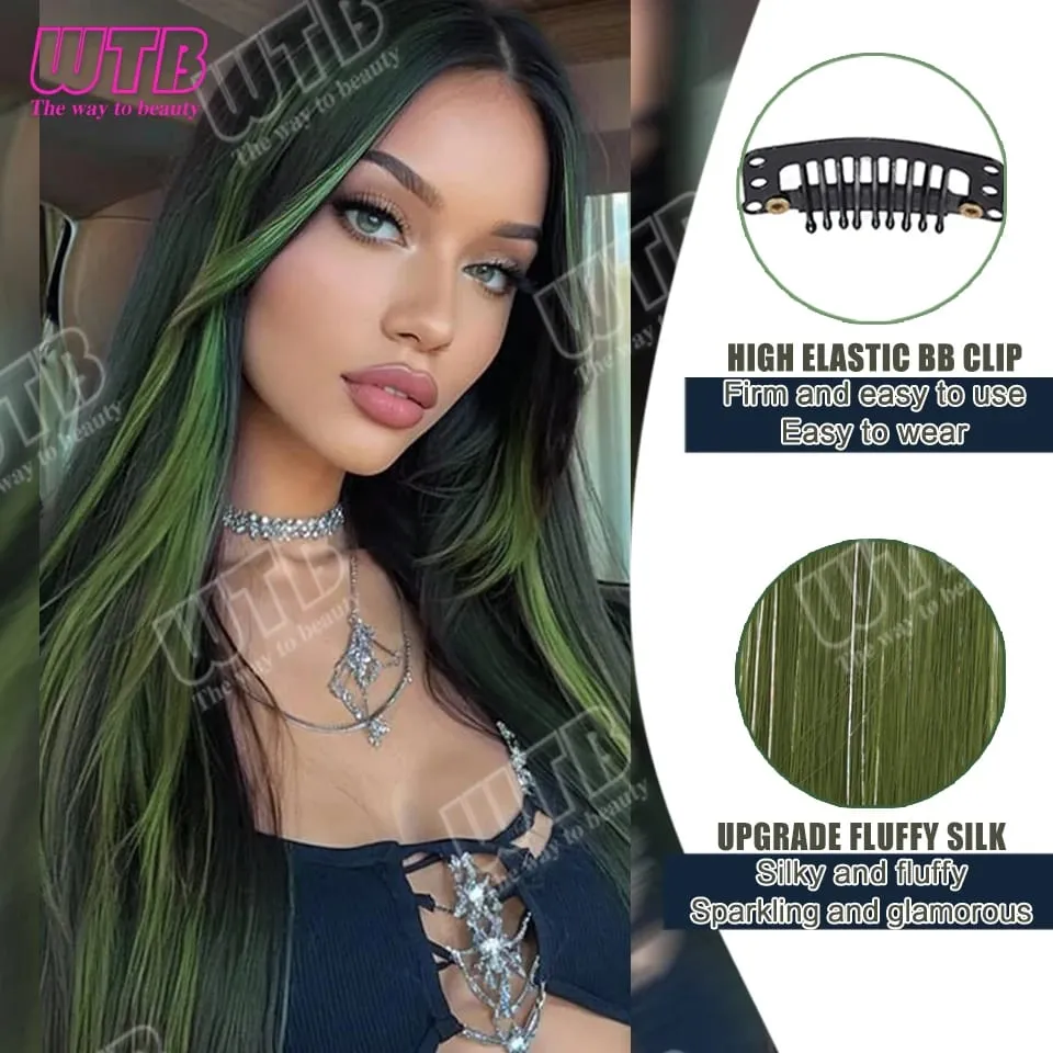 60cm Synthetic Wig BB Clip Style Colored Hair Extension with Laser Wire Suitable for Women Girls to Wear at Holidays and Parties — image 4