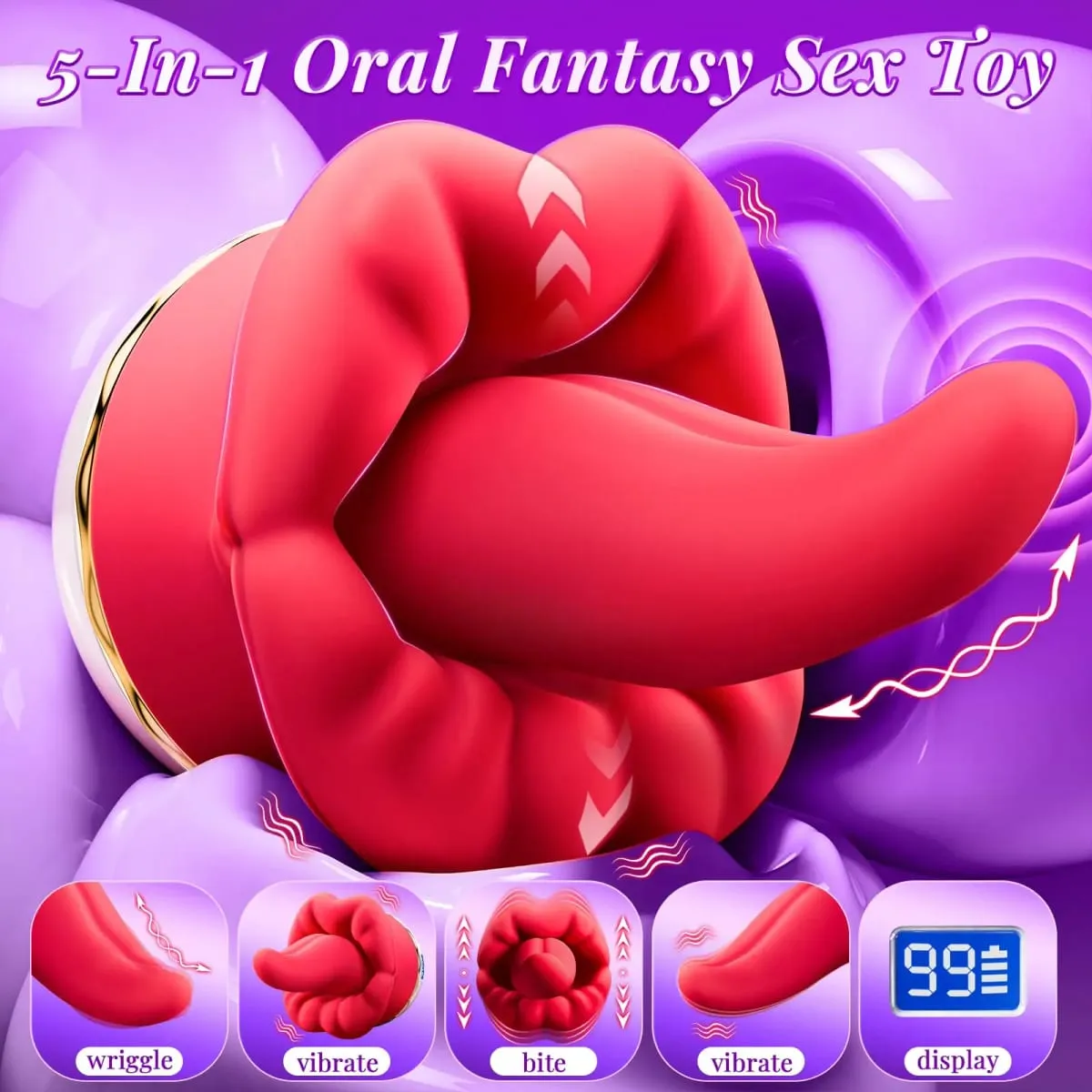 2025 Baru Ayunan Lidah Menjilat Vibrator Menyucuk Dildo Puting Perangsang Klitoris Melancap Wanita Alat Seks Oral untuk Wanita — image 2