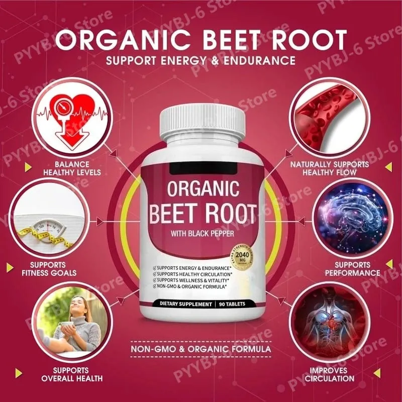 Radice di barbabietola biologica con pepe nero Potenziamento energetico naturale Supporto immunitario Integratore antiossidante Non OGM Senza glutine 90 compresse