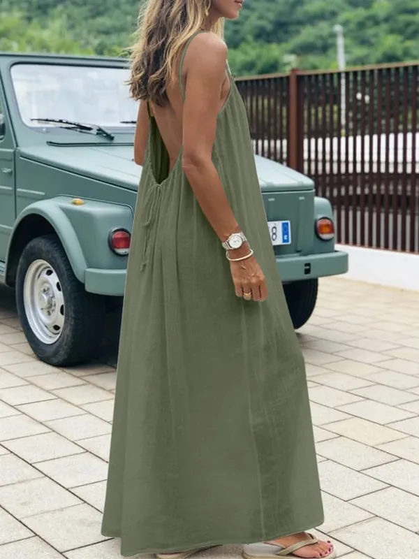 New Arrival Women's Strapless Backless Long Loose Home Dress Comfortable Sleepwear Casual Maxi Dress — image 13