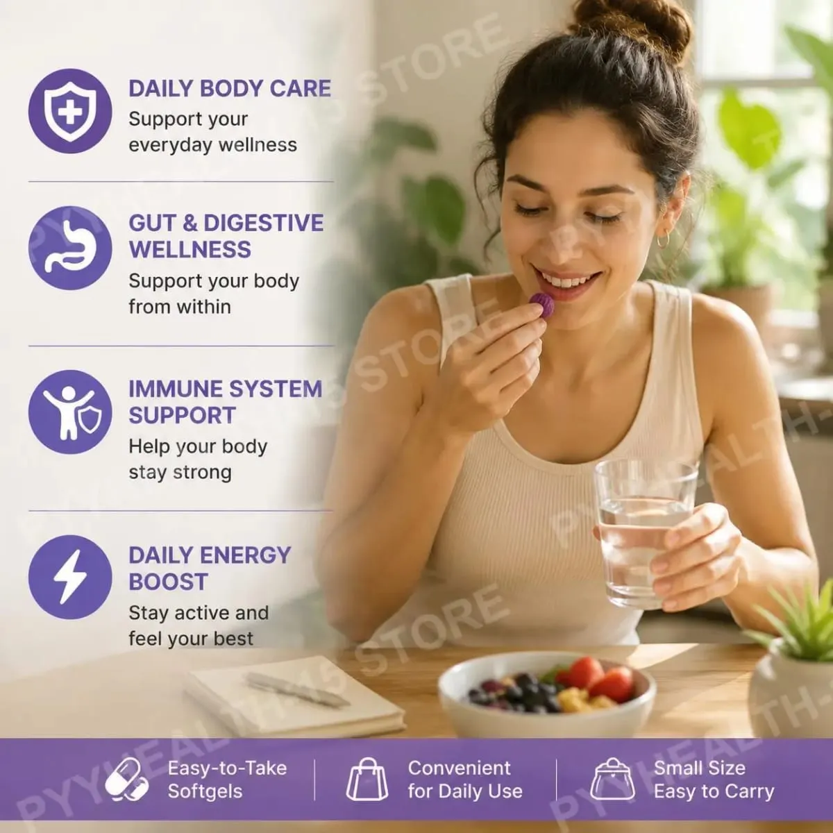 Kesihatan Faraj Gummies Sokongan Keseimbangan PH dengan Vitamin C dan Serbuk Buah Nanas Kesejahteraan Harian Tanpa Gelatin 60 Gummies — image 3